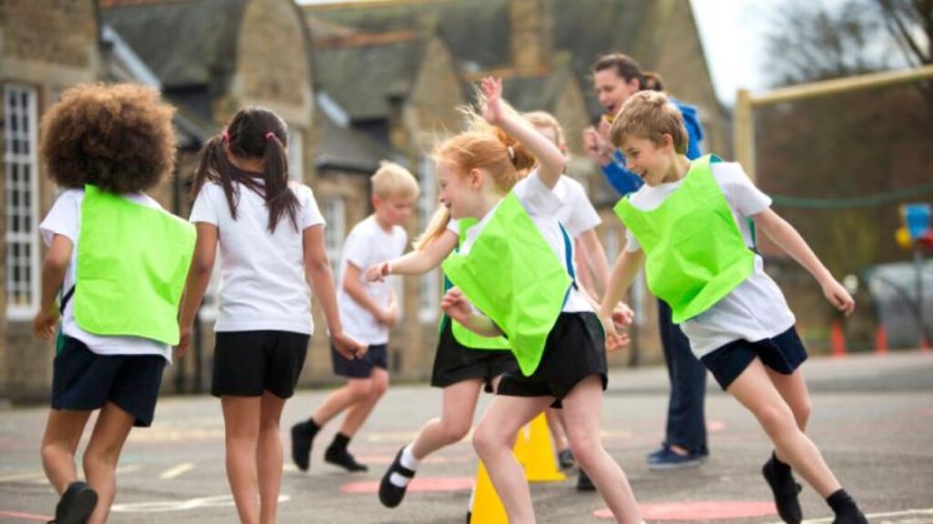 Primary children playing sport